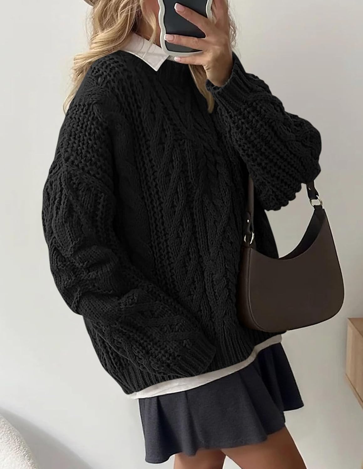 PRETTYGARDEN Womens Oversized Fall Sweaters Chunky Cable Knit Pullover Tops
