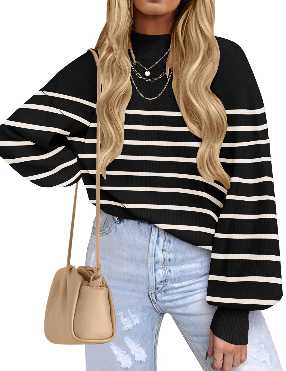 ZESICA Women's Turtleneck Oversized Sweaters 2026 Fall Outfits