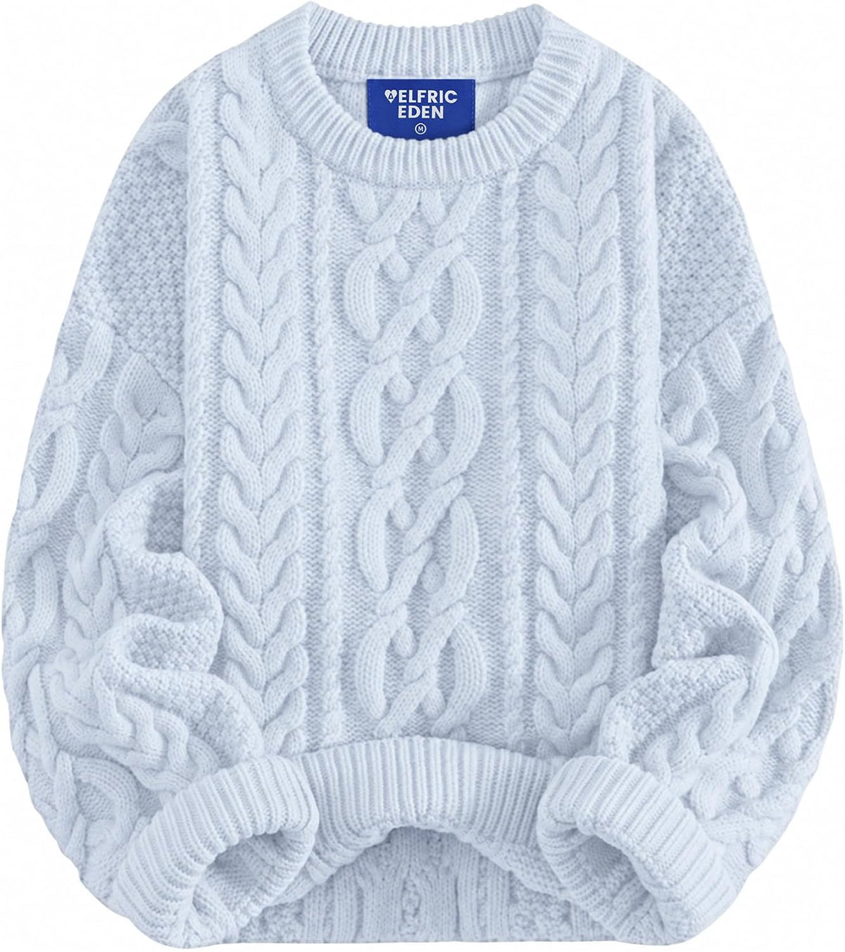 Aelfric Eden Sweaters for Women Oversized Chunky Cable Knit Crew Neck Solid Pullover Sweater Trendy Vintage Fall Tops