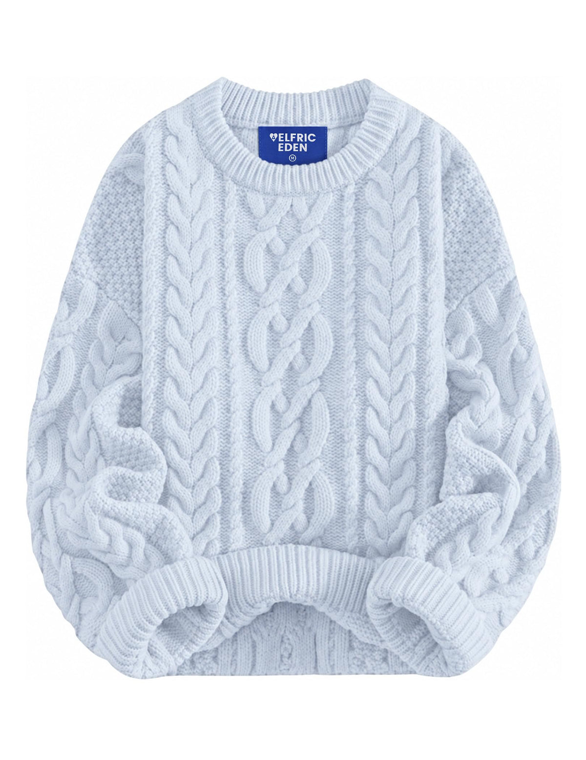 Aelfric Eden Sweaters for Women Oversized Chunky Cable Knit Crew Neck Solid Pullover Sweater Trendy Vintage Fall Tops