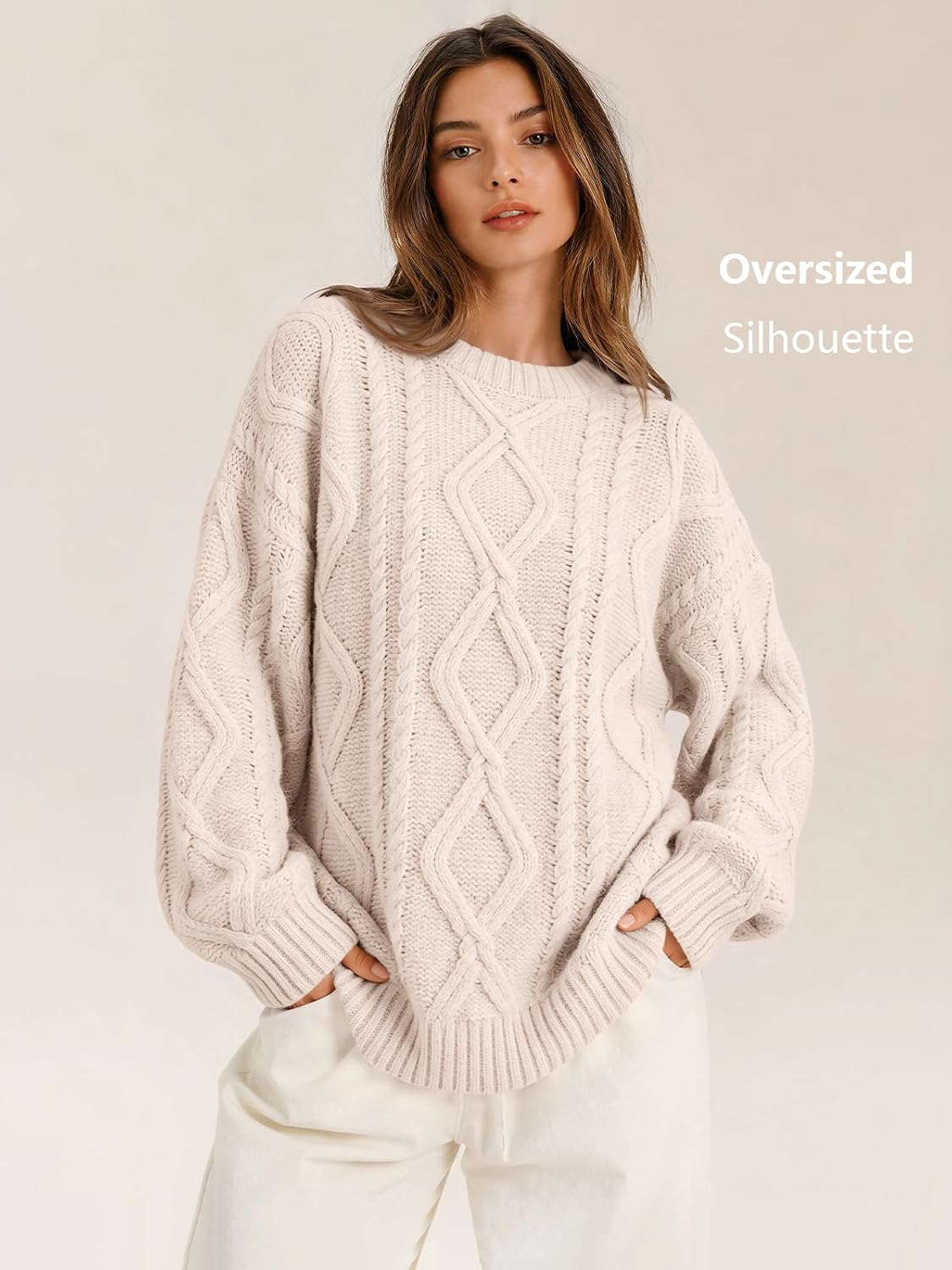 Trendy Queen Women's Oversized Cable Knit Sweaters 2026 Fall Outfits