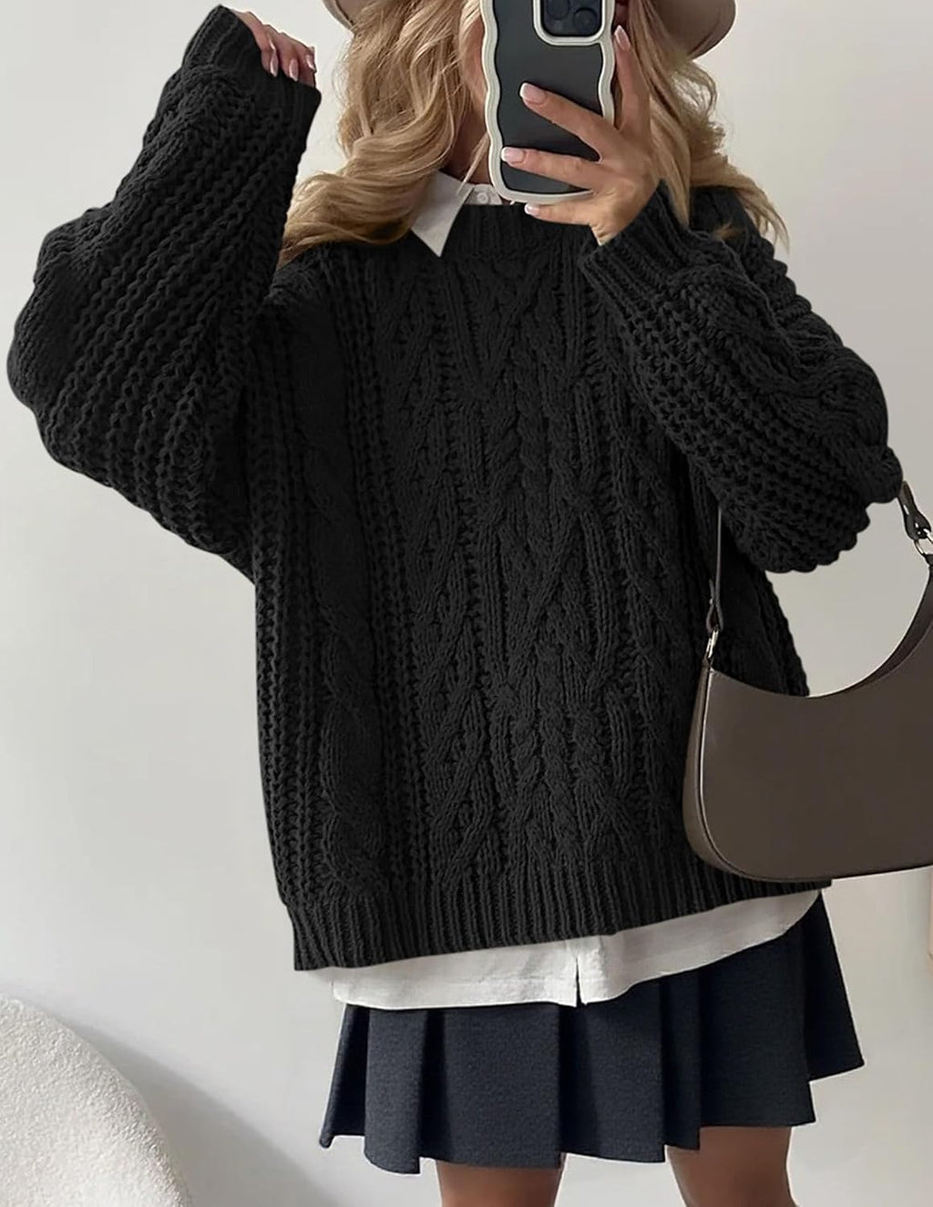 PRETTYGARDEN Womens Oversized Fall Sweaters Chunky Cable Knit Pullover Tops