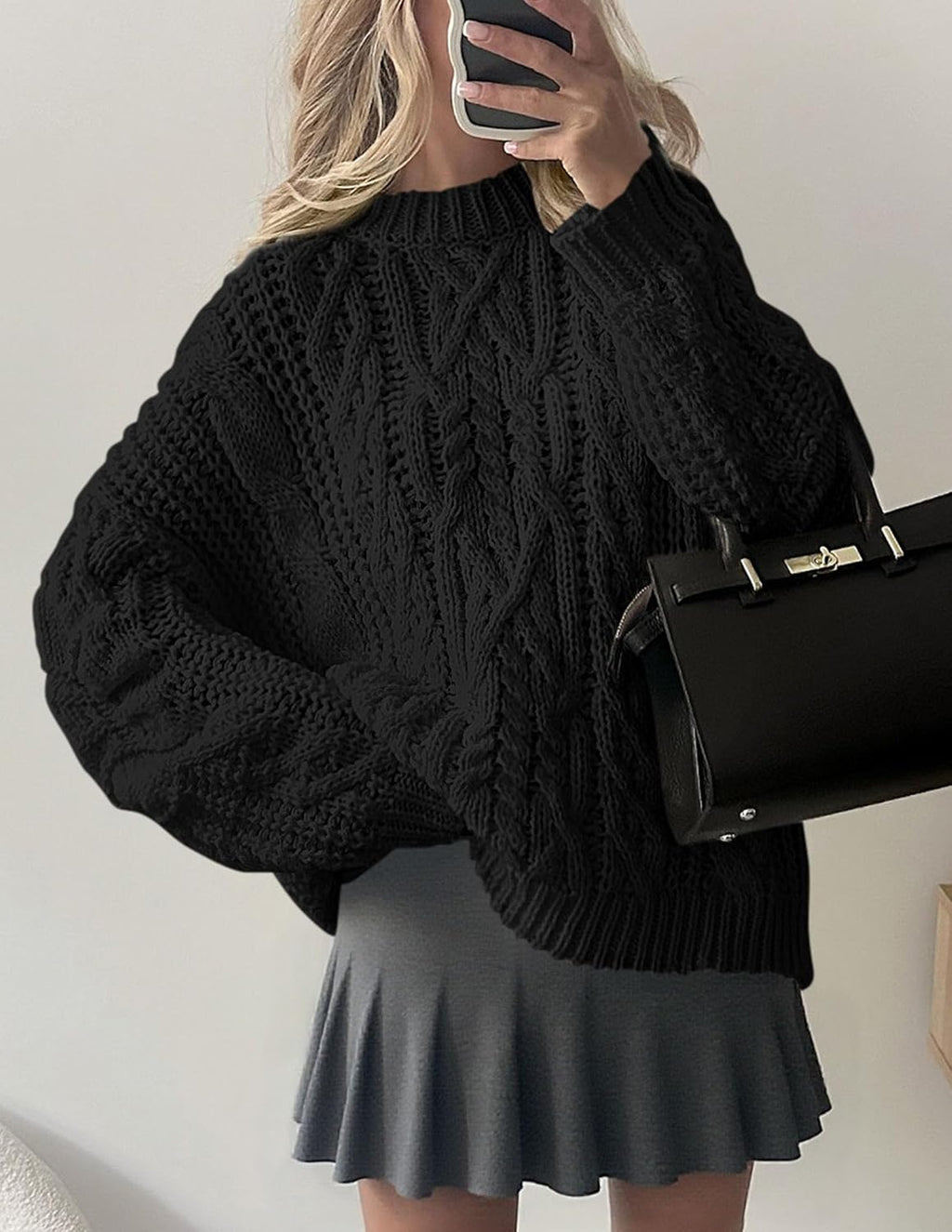PRETTYGARDEN Womens Oversized Fall Sweaters Chunky Cable Knit Pullover Tops