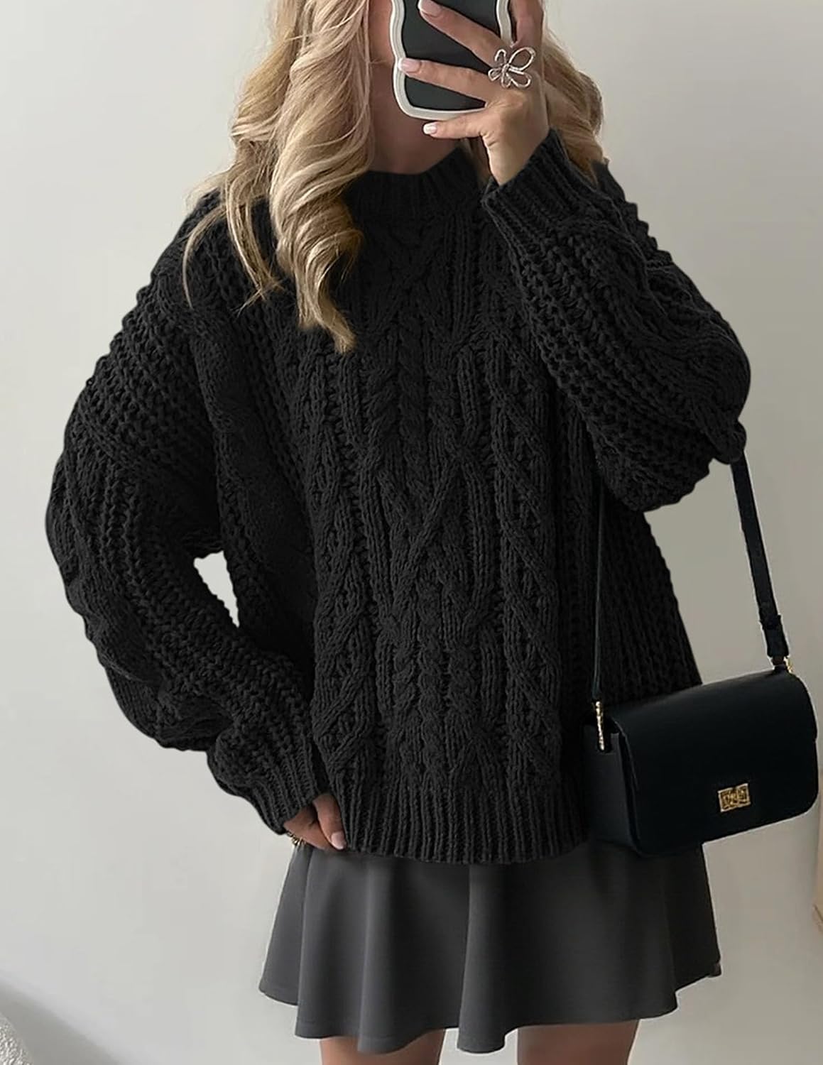 PRETTYGARDEN Womens Oversized Fall Sweaters Chunky Cable Knit Pullover Tops
