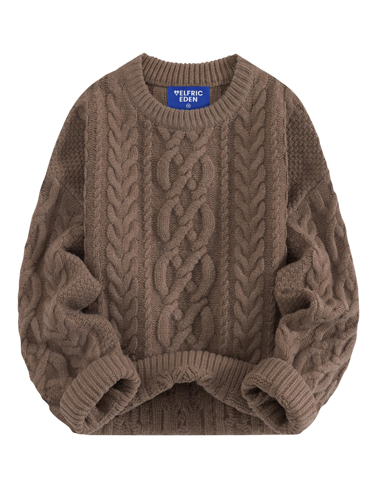 Aelfric Eden Sweaters for Women Oversized Chunky Cable Knit Crew Neck Solid Pullover Sweater Trendy Vintage Fall Tops