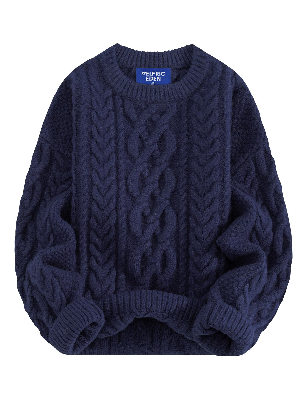 Aelfric Eden Sweaters for Women Oversized Chunky Cable Knit Crew Neck Solid Pullover Sweater Trendy Vintage Fall Tops