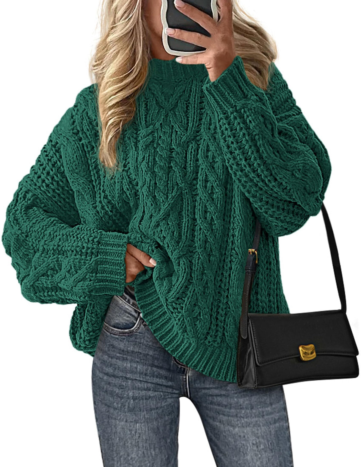 PRETTYGARDEN Womens Oversized Fall Sweaters Chunky Cable Knit Pullover Tops