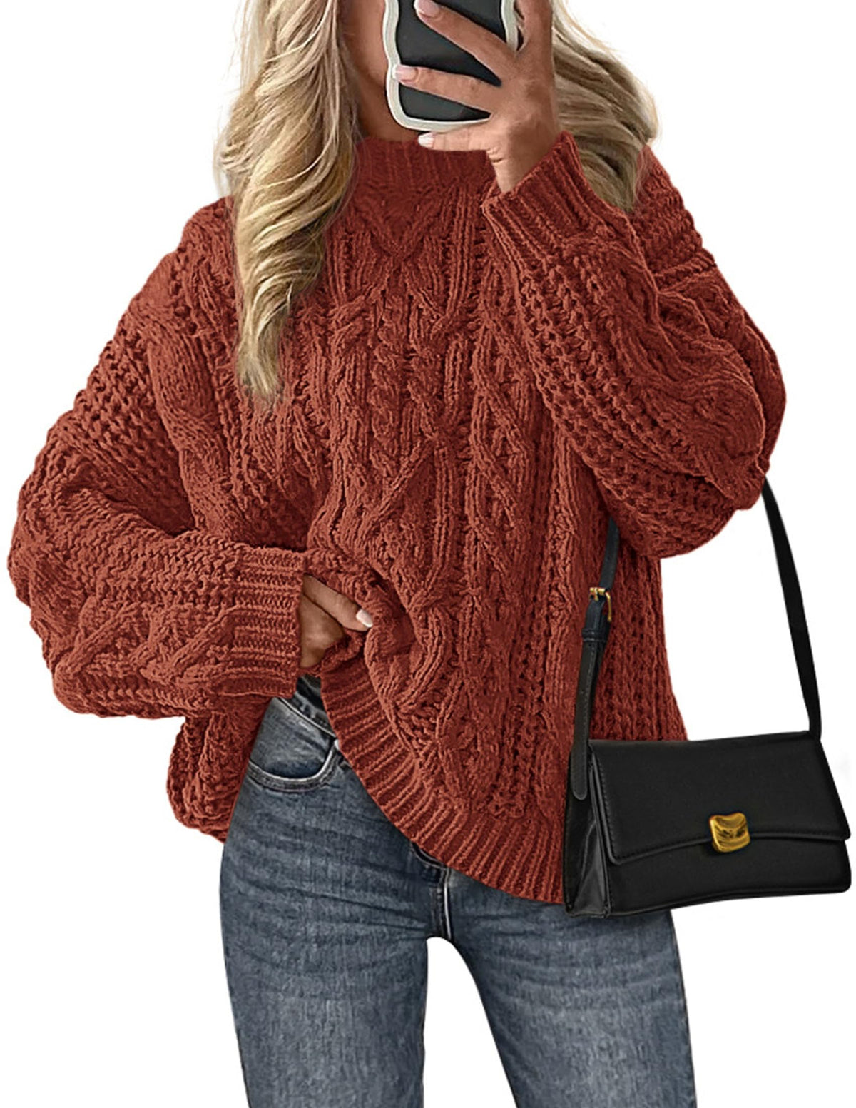 PRETTYGARDEN Womens Oversized Fall Sweaters Chunky Cable Knit Pullover Tops