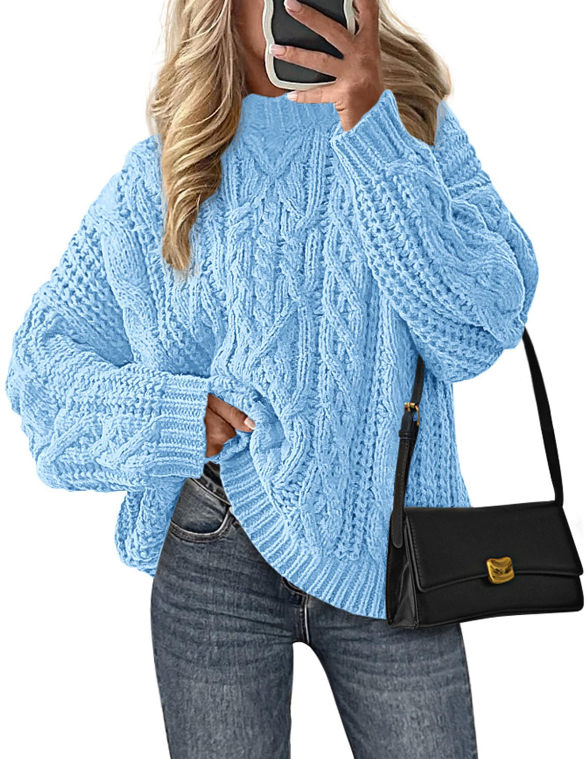 PRETTYGARDEN Womens Oversized Fall Sweaters Chunky Cable Knit Pullover Tops