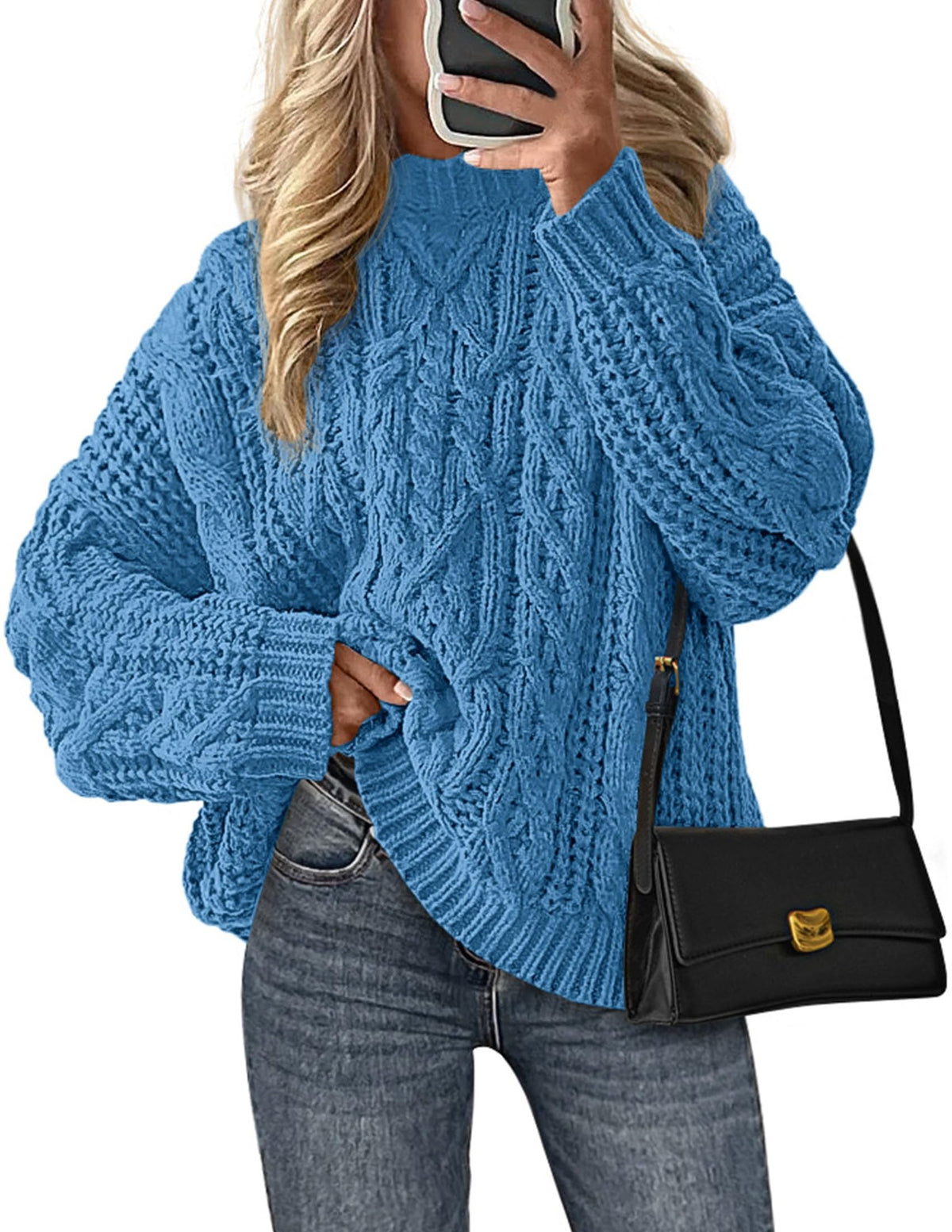 PRETTYGARDEN Womens Oversized Fall Sweaters Chunky Cable Knit Pullover Tops