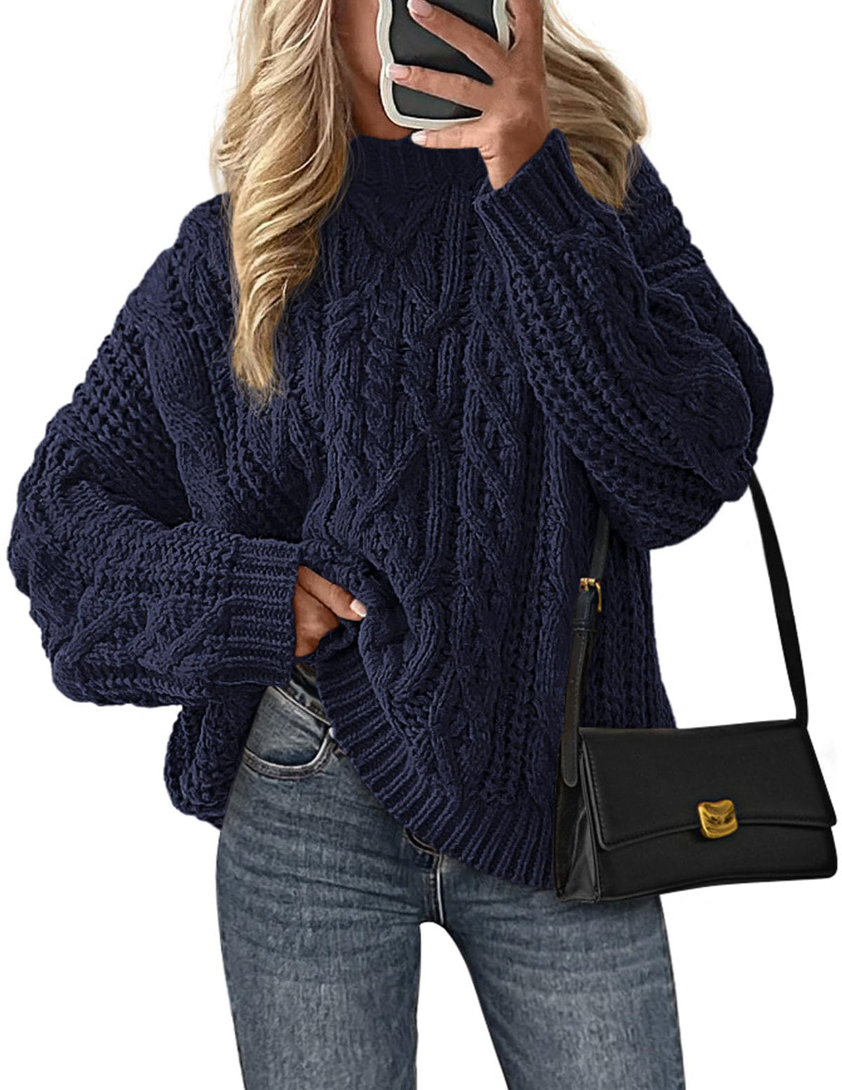 PRETTYGARDEN Womens Oversized Fall Sweaters Chunky Cable Knit Pullover Tops