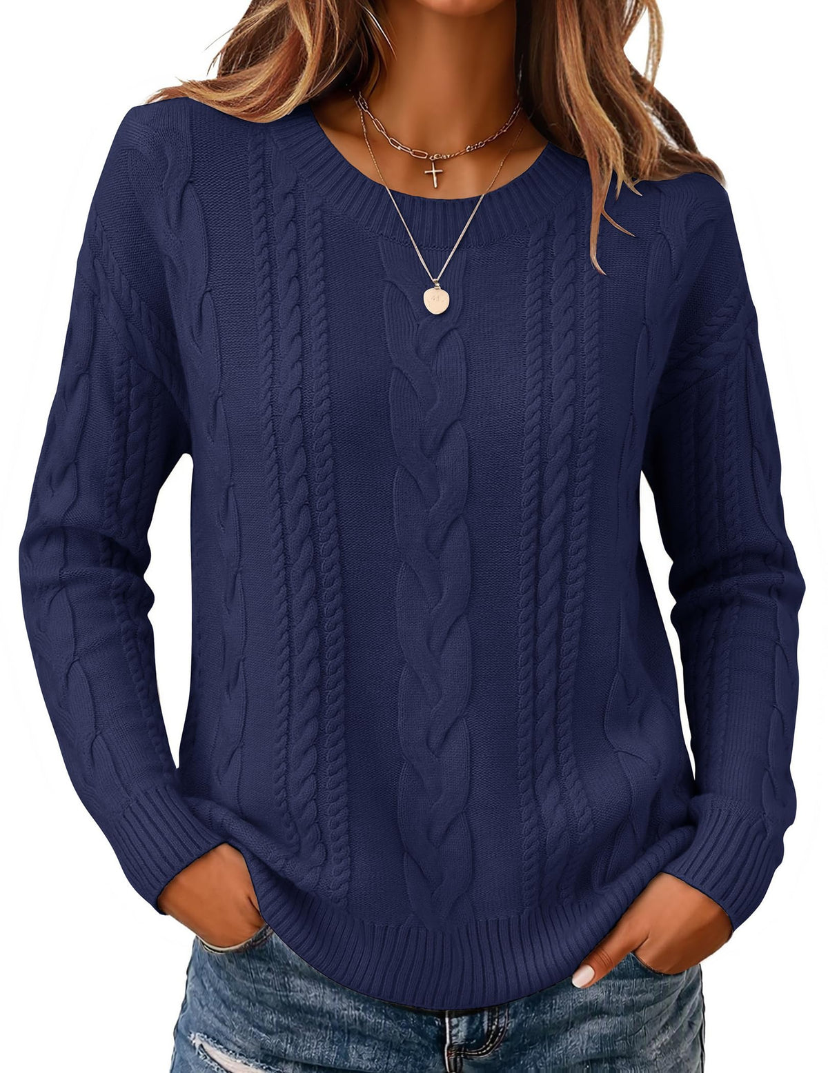 Zeagoo Cable Knit Sweaters for Women 2026 Loose Fit Casual Fall Outfits