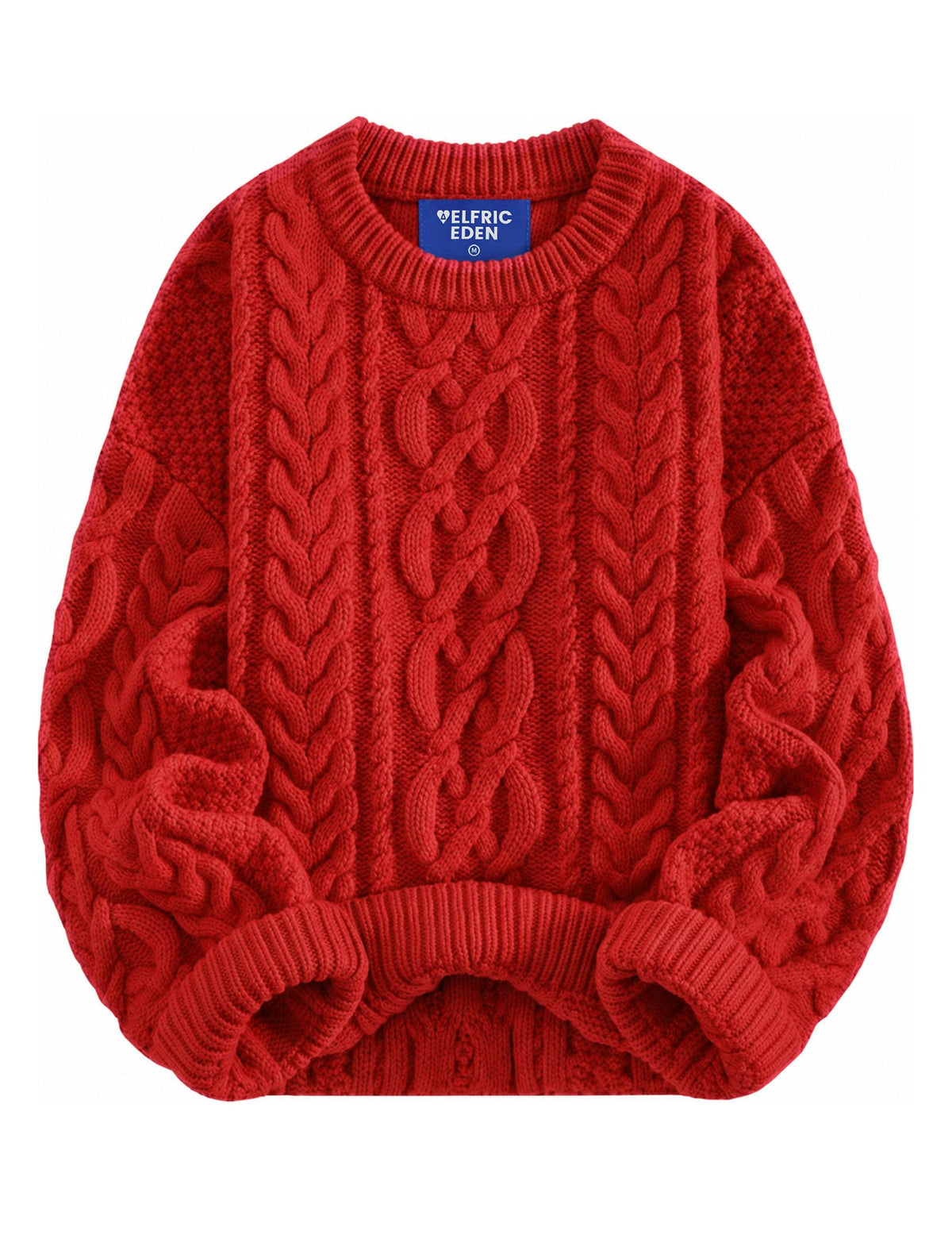 Aelfric Eden Sweaters for Women Oversized Chunky Cable Knit Crew Neck Solid Pullover Sweater Trendy Vintage Fall Tops