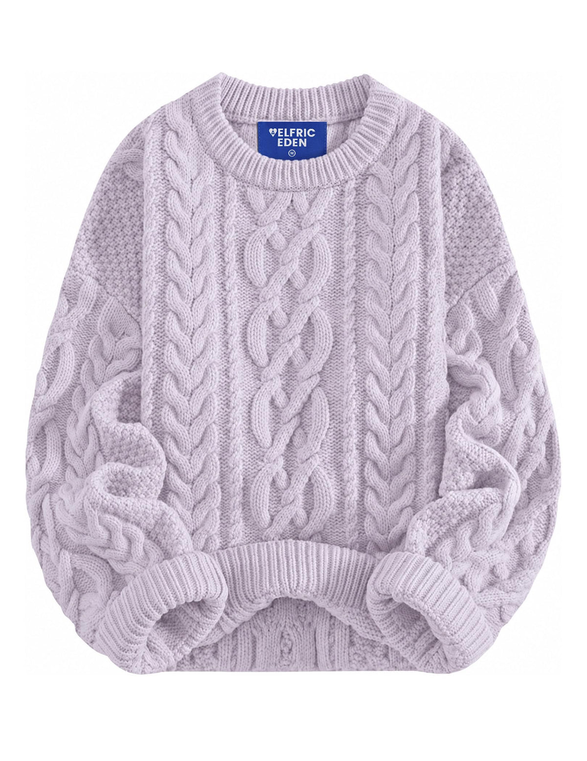 Aelfric Eden Sweaters for Women Oversized Chunky Cable Knit Crew Neck Solid Pullover Sweater Trendy Vintage Fall Tops