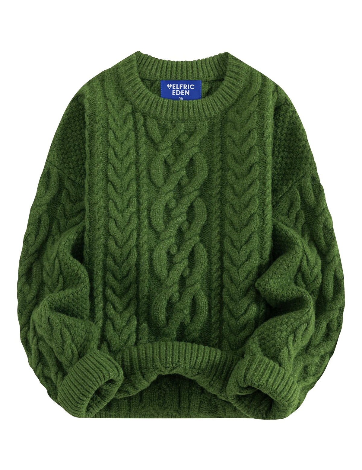 Aelfric Eden Sweaters for Women Oversized Chunky Cable Knit Crew Neck Solid Pullover Sweater Trendy Vintage Fall Tops