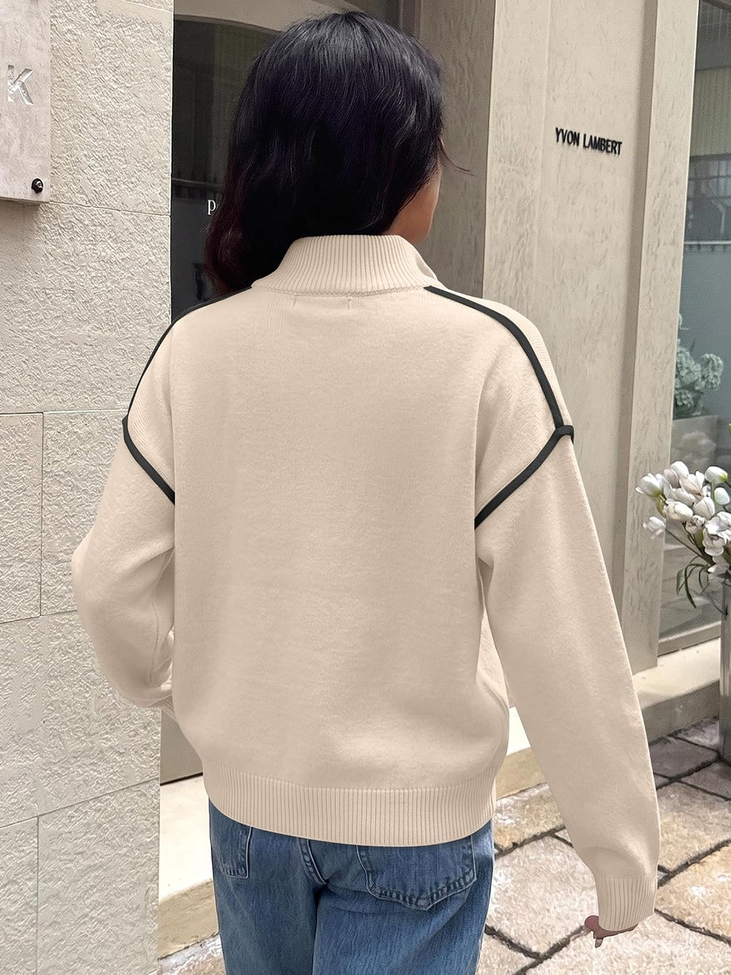 ANRABESS Sweaters for Women Quarter Zip Pullover Collared 2026 Fall Outfits
