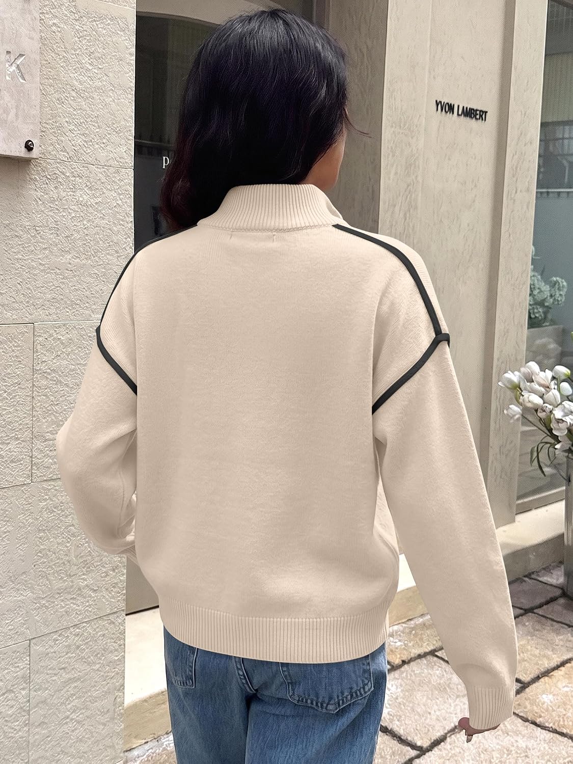 ANRABESS Sweaters for Women Quarter Zip Pullover Collared 2026 Fall Outfits