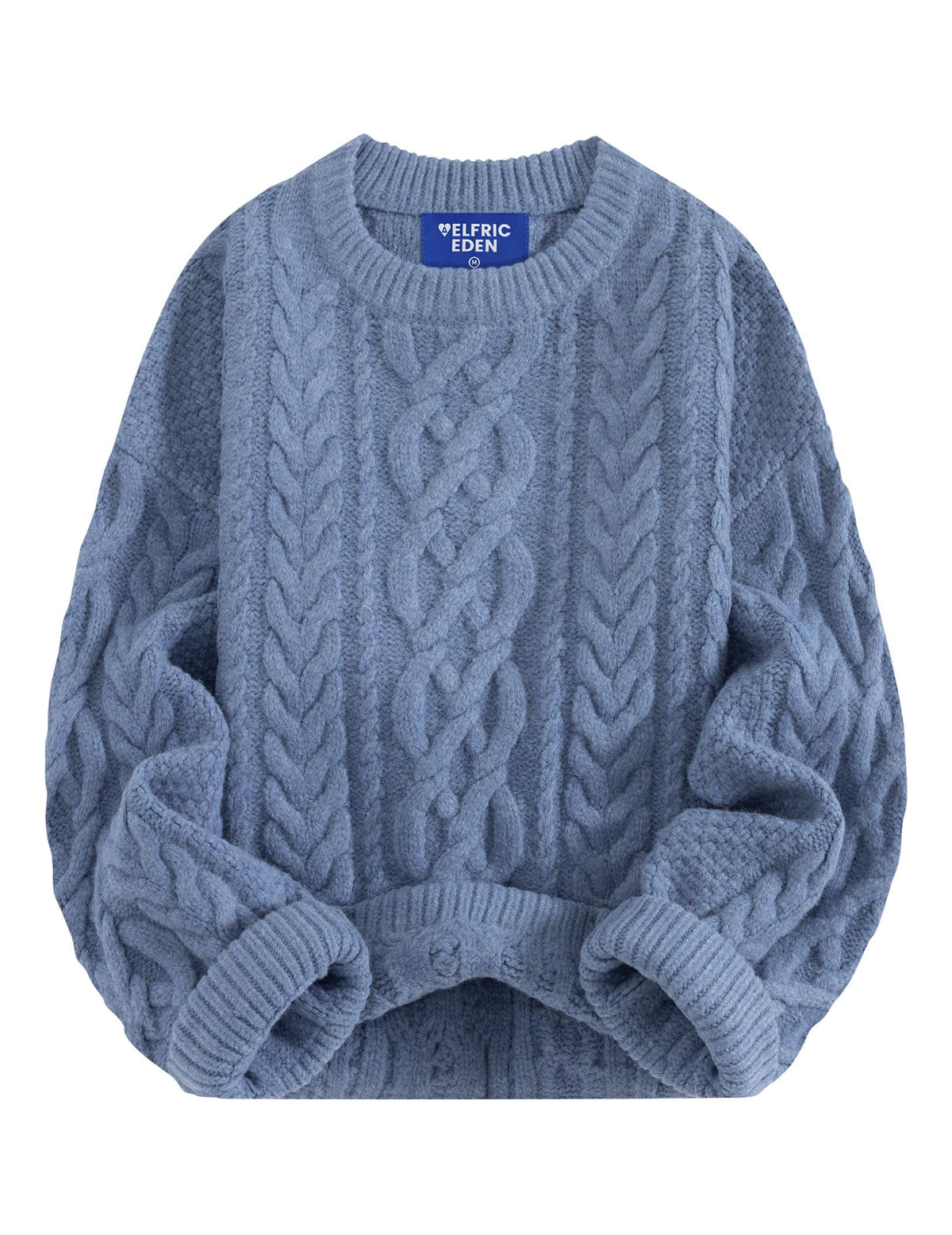 Aelfric Eden Sweaters for Women Oversized Chunky Cable Knit Crew Neck Solid Pullover Sweater Trendy Vintage Fall Tops
