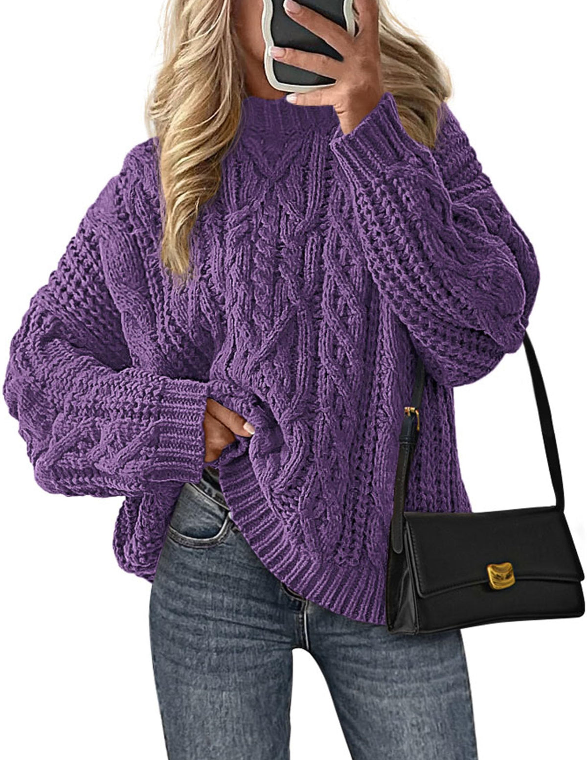 PRETTYGARDEN Womens Oversized Fall Sweaters Chunky Cable Knit Pullover Tops