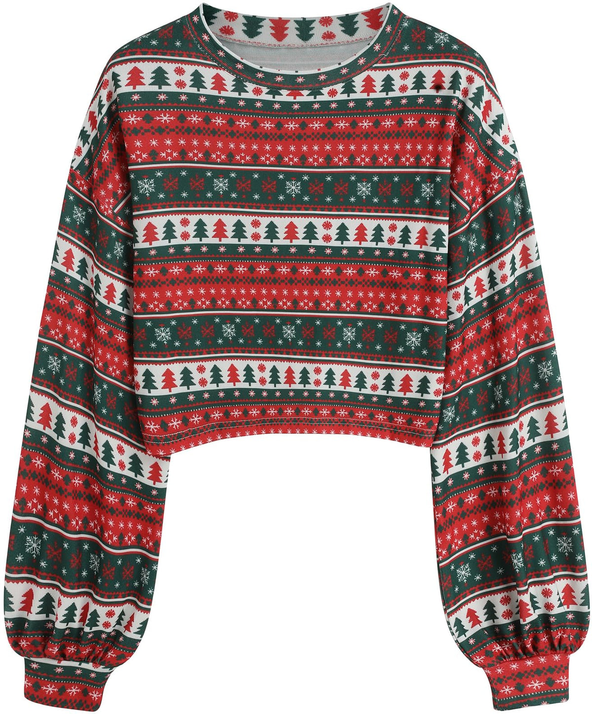 ZAFUL Women's Tribal Ethnic Graphic Cropped Knitwear Bohemian Long Sleeve Pullover Sweater Boho Drop Shoulder Knitted Top